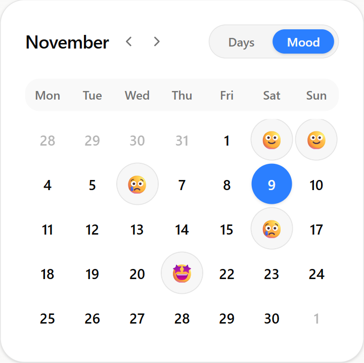 Interactive Mood Calendar